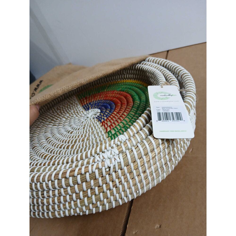 NWT Rustic Kansgrass Multicolor Decorative Trays – Set of 3 Handmade Boho